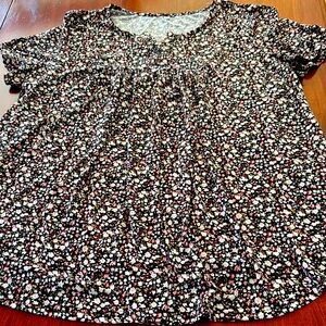 2X Floral Short Sleeve Tunic top